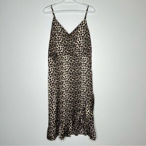 NWT L&B Leopard Satin Mini Dress Size Large V Neck Valentines Day Cocktail Party